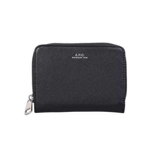 A.P.C. Emmanuel Compact Change Purse - Leather - Black Black Portefeuille à fermeture Éclair