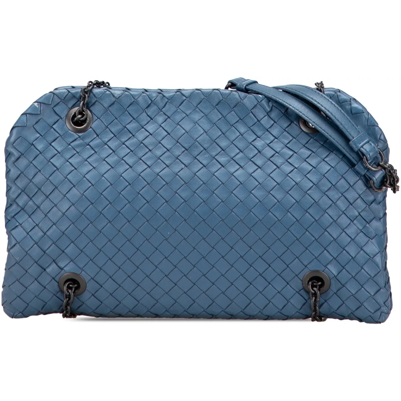 Bottega Veneta Schultertasche Nappa Intrecciato Duo Shoulder Bag blau