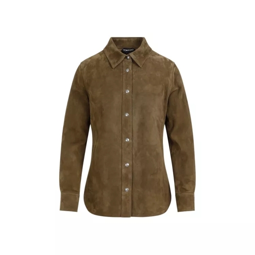 Tom Ford Soft Suede Brown Lamb Leather Shirt Green 