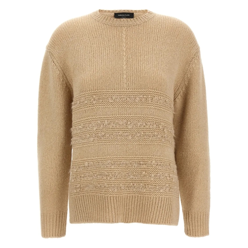 Fabiana Filippi Trui Bouclé Insert Sweater Brown