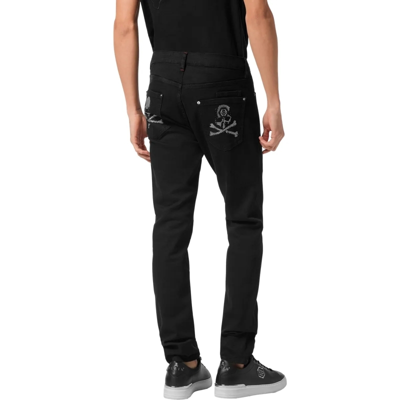 Philipp Plein Jeans mit geradem Bein Denim-Hose Skull schwarz(Image 2)