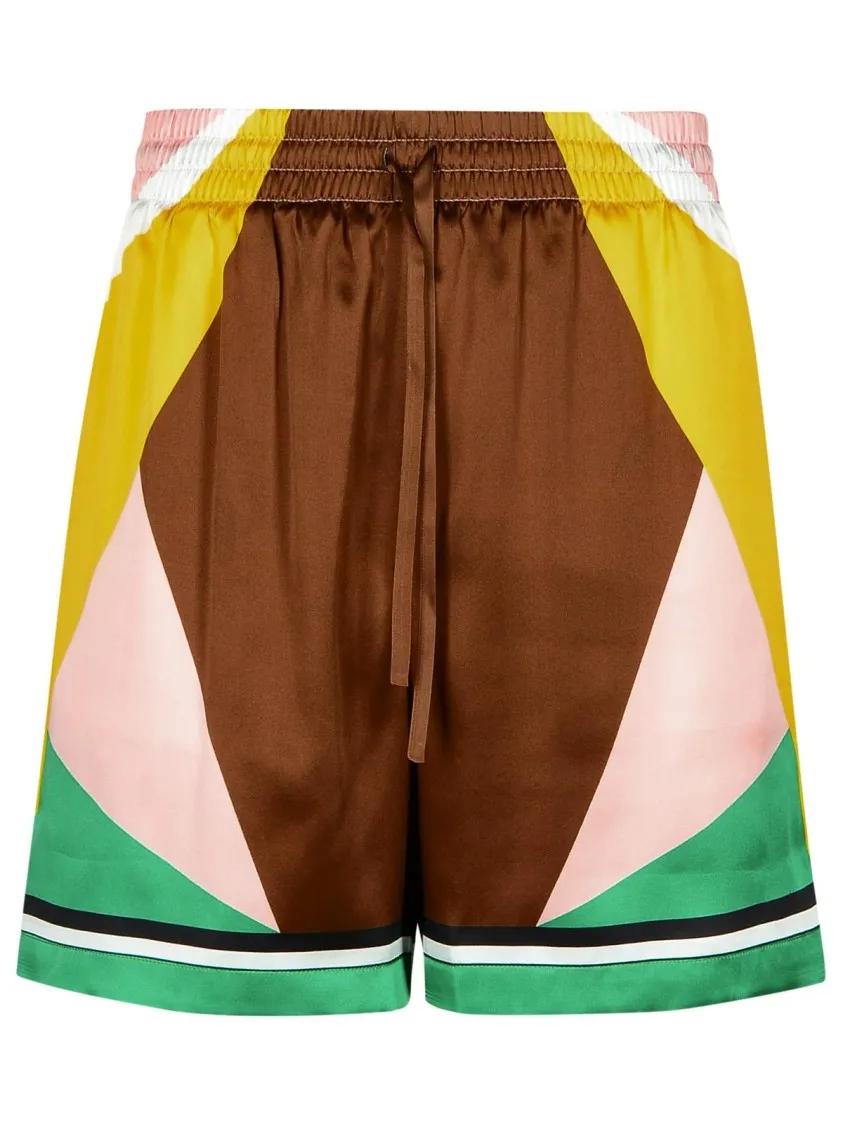 Casablanca - Geometric Multicolor Silk Bermuda Shorts - Größe M - bunt