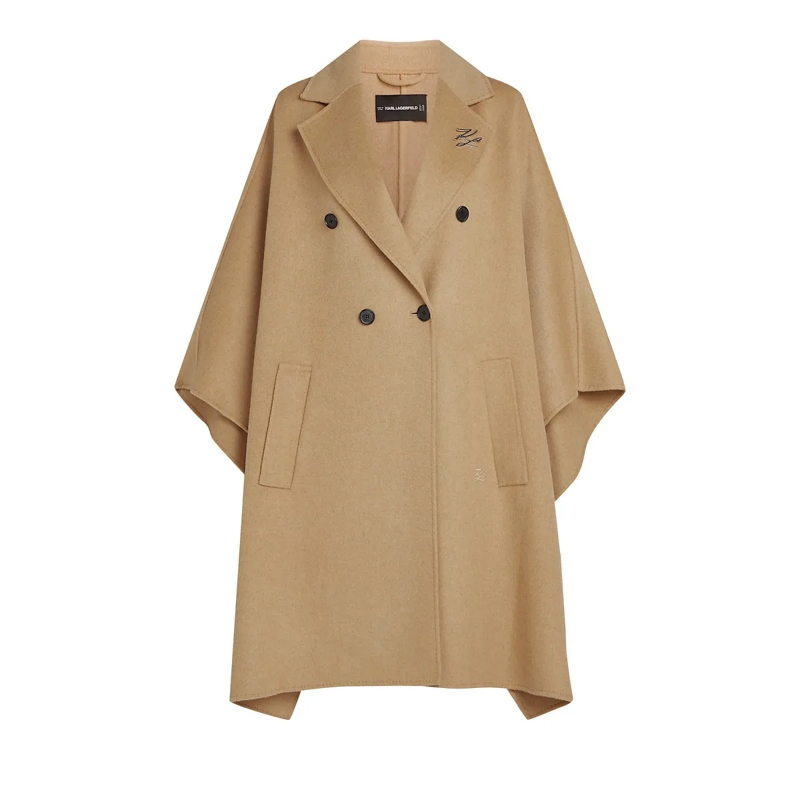 Karl Lagerfeld Daunenjacke WEICHES WOLL-CAPE Mantel beige