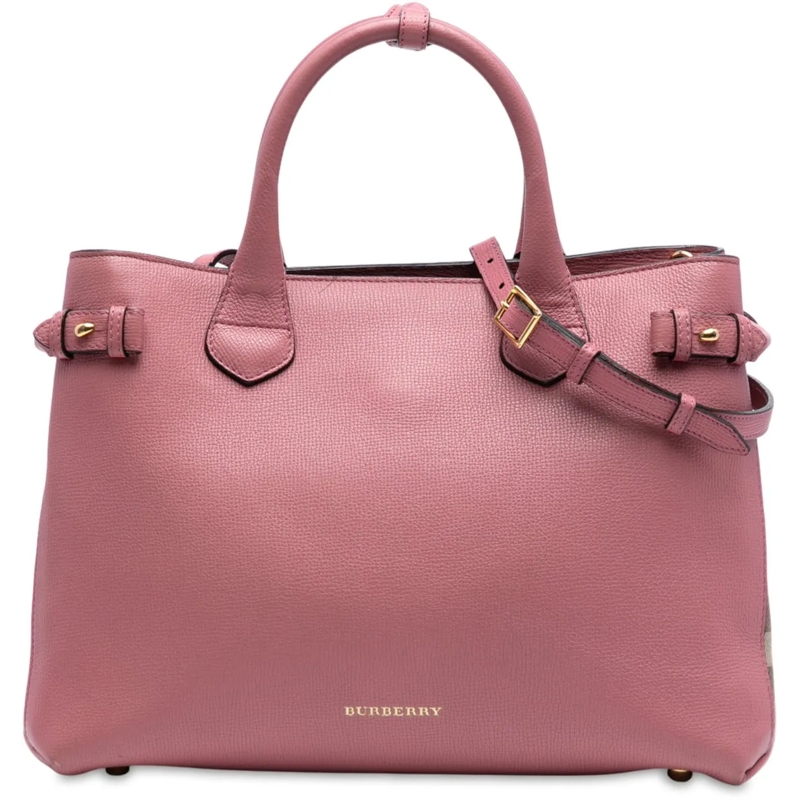 Burberry Sac à bandoulière Medium Leather and House Check Banner Satchel rose
