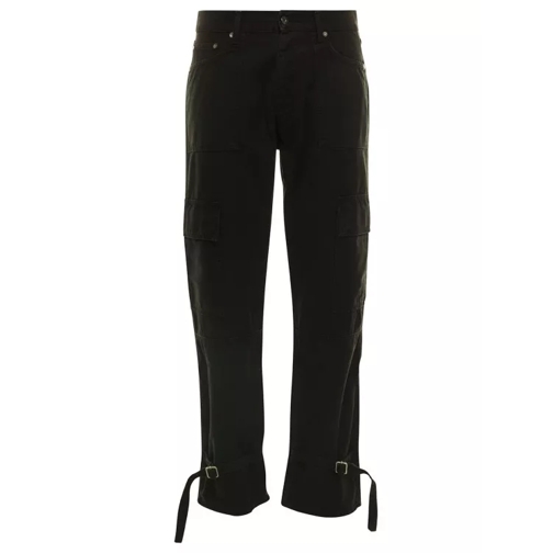 Off-White Black Cargo Pants With Adjustable Buckles In Cotto Black Pantalon cargo