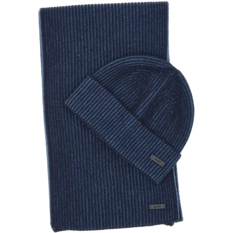 Boss Écharpe en laine Scarfs Blue blau