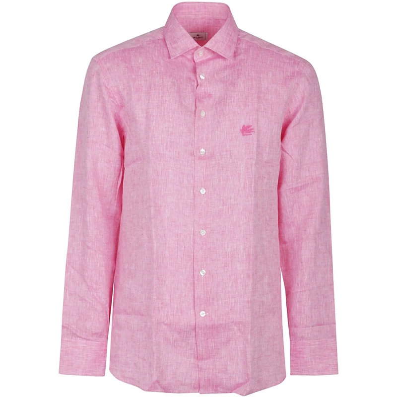 Etro Legeres Oberteil Roma Long Sleeve Logo Shirt Pink & Purple rose