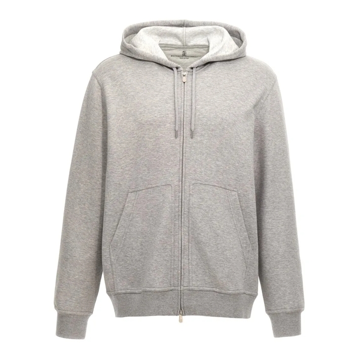 パーカー・フーディ Brunello Cucinelli Zip Closure Cotton Blend Hoodie Brunello Cucinelli Zip Closure Cotton Blend Hoodie Grey