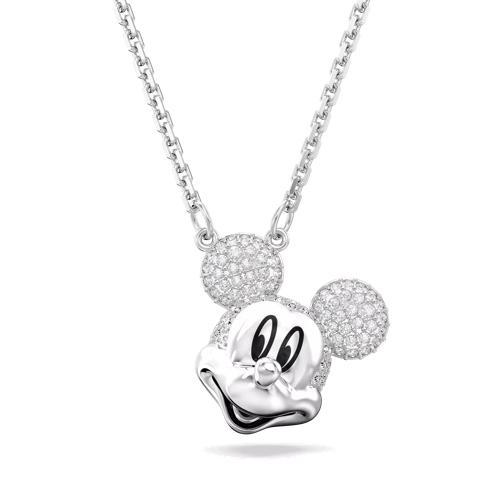 Swarovski Disney Mickey Mouse pendant, Rhodium plated White Anhänger