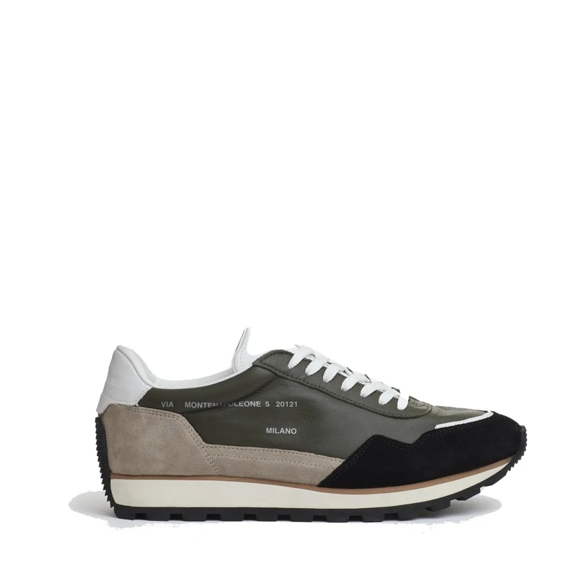 Hogan Lage-top sneaker Running 86Er Green Leather Suede Beige And Black Black