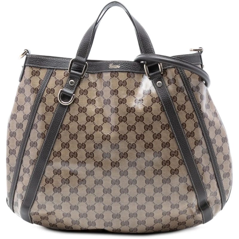 Gucci Schultertasche GG Crystal Abbey D Ring Convertible Tote braun