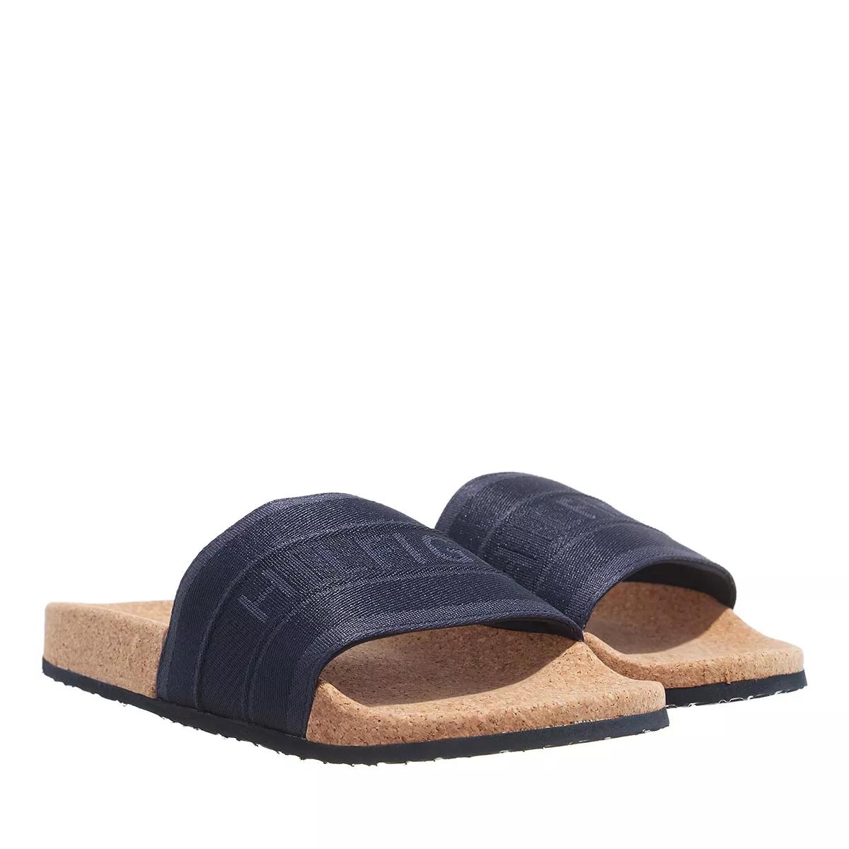 Tommy Hilfiger Slipper & Pantoletten - Tommy Webbing Cork Pool Slide - Gr. 36 (EU) - in Blau - für Damen