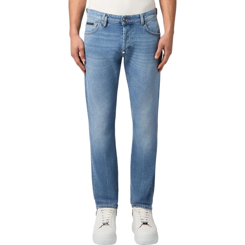 Philipp Plein Jeans mit geradem Bein Super Straight Cut Jeans Basic Cocco Label jeansblau(Image 4)