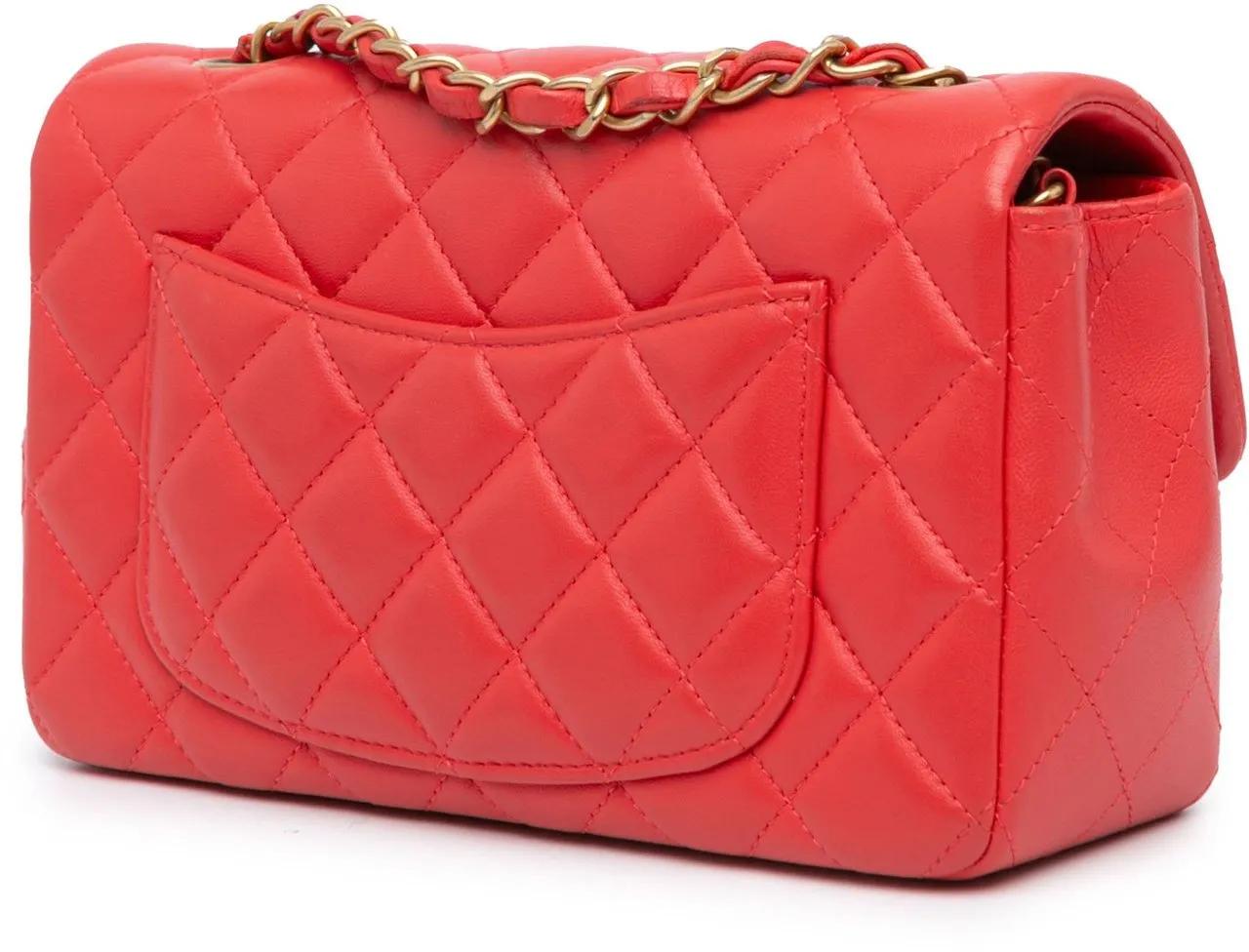 Thumbnail - Chanel Hobo Bags - 2019 Mini Rectangular Classic Lambskin Single Flap - Gr. unisize - in Rot - für Damen