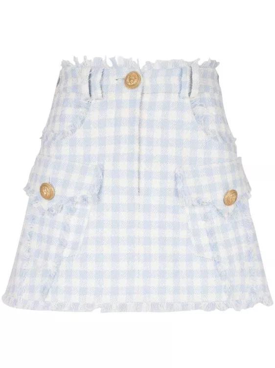 Balmain - Gingham-Pattern A-Line Miniskirt - Größe 38 - blue