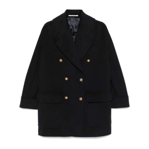 Tagliatore  Navy Blue Cashmere Double-Breasted Coat Blue