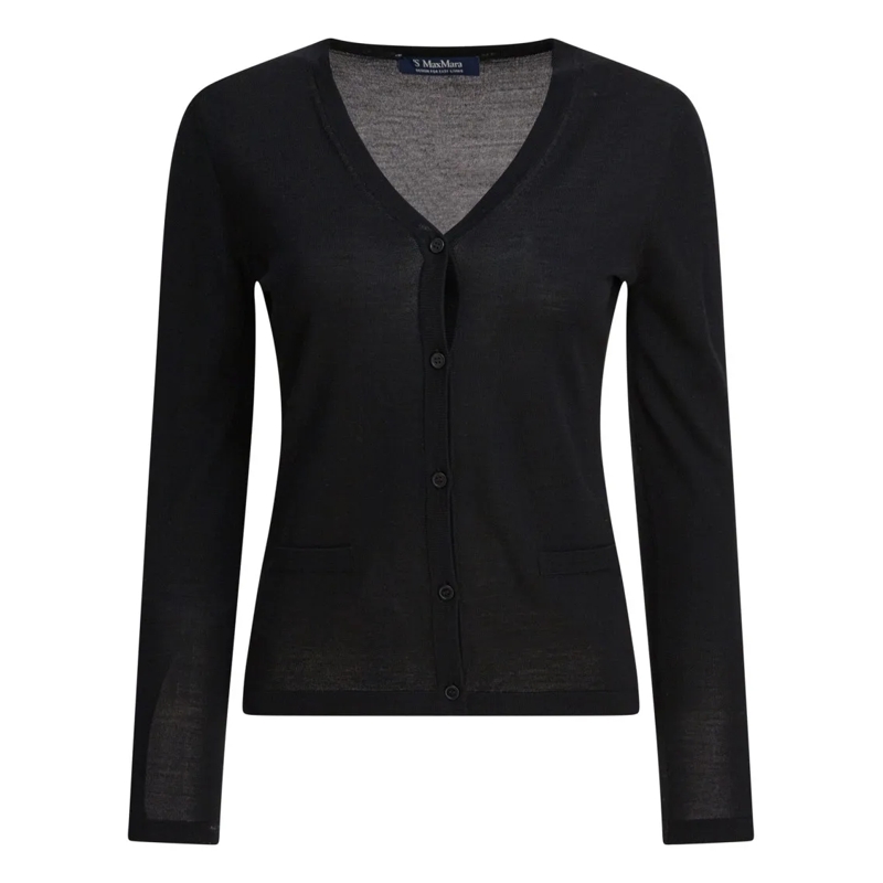 Max Mara Trui Button-Up Wool Cardigan With V-Neckline Black