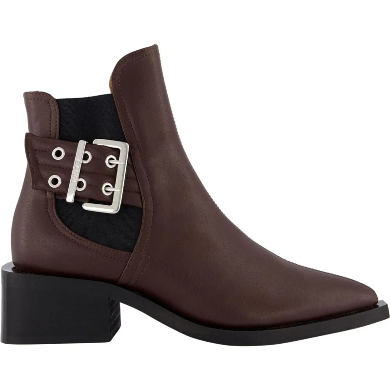 GANNI Stiefel Dames Chunky Buckle Chelsea Bruin braun