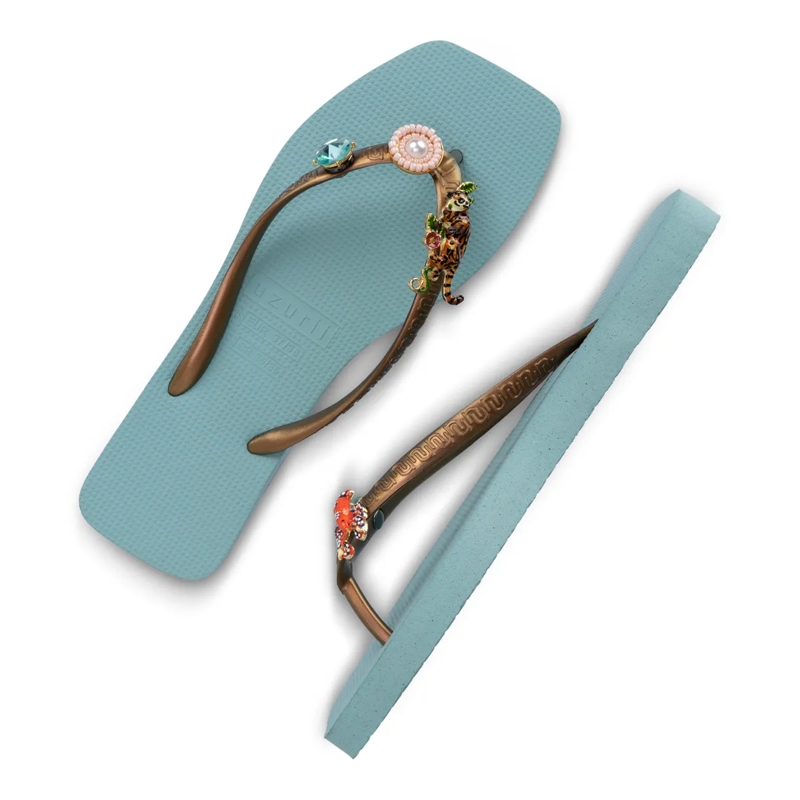 UZURII Flip Flops flip flop Flore Square Grande ocean(Image 15)