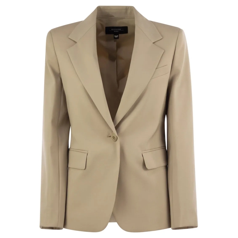Max Mara Blazer Lamine - Natural Stretch Wool Blazer Neutrals
