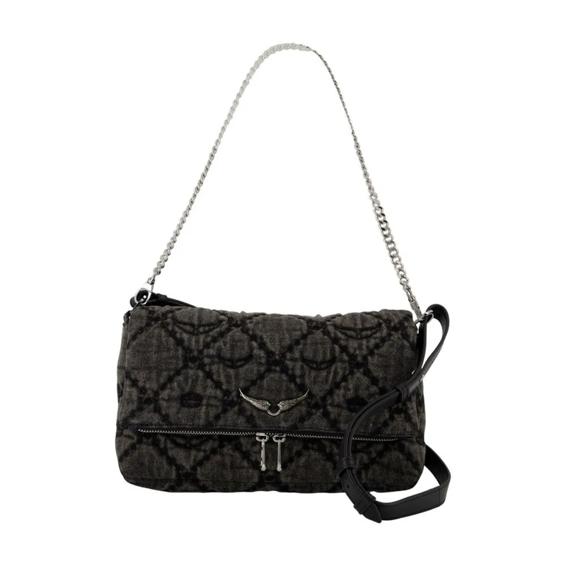Zadig & Voltaire Schultertasche Rocky Ii Shoulder Bag - Cotton - Dark Grey Grey