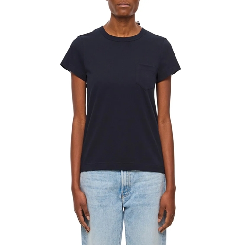 Sacai T-Shirts Cotton Poplin X Cotton Jersey T-Shirt Blue