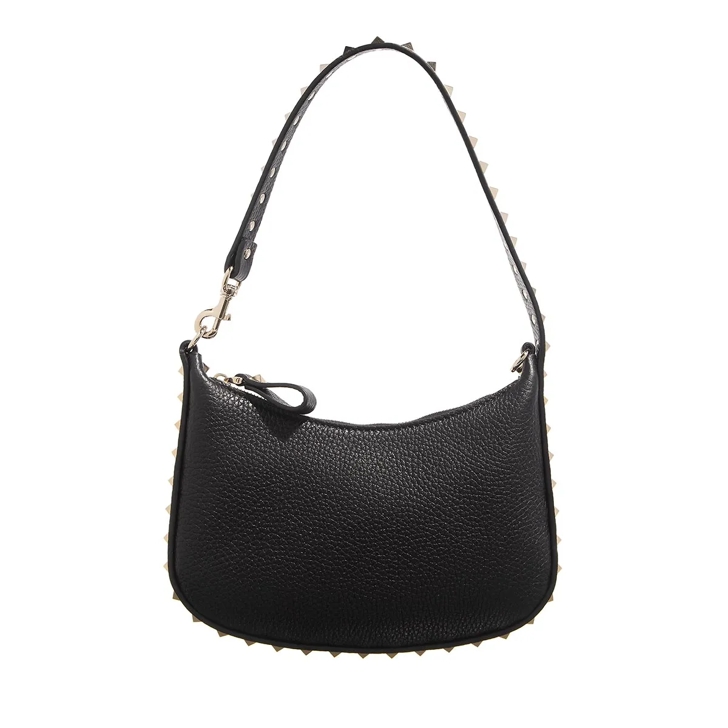 ショルダーバッグ・ポシェット VALENTINO GARAVANI Rockstud leather mini hobo bag Nero Valentino Garavani Rockstud Mini Hobo Nero | Shoulder Bag