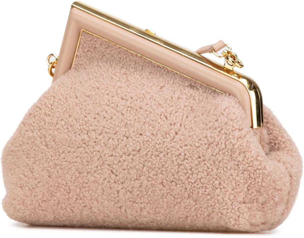Fendi Hobo bags 2010-2024 Small Shearling First in poeder roze