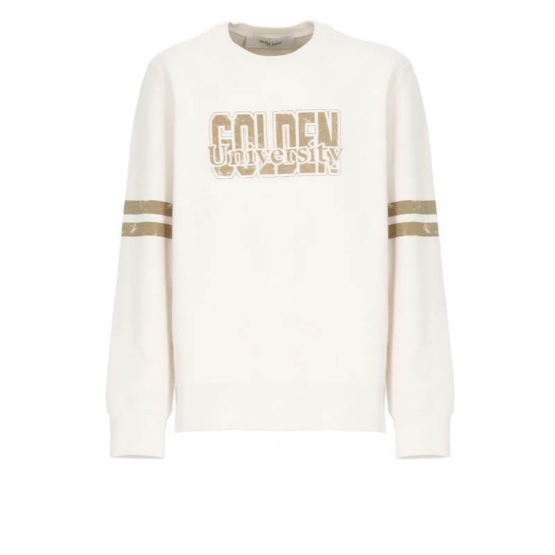 Golden Goose  Ivory Cotton Sweatshirt With Contrasting Logo Neutrals