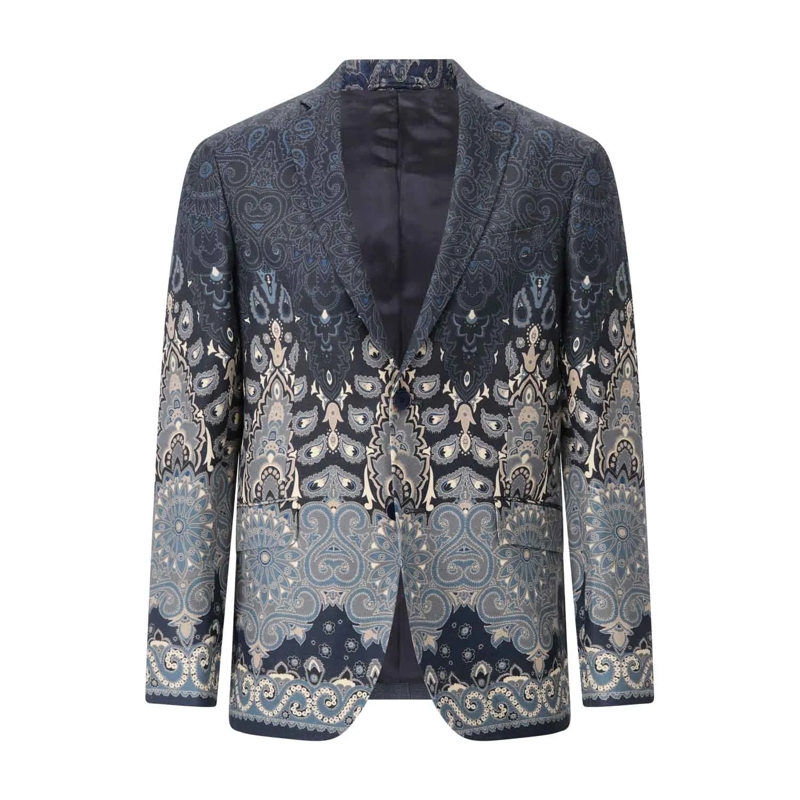 Etro Anzugjacke Sakko mit Paisley-Muster Dunkelblau