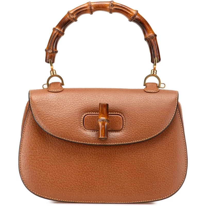 Gucci Schultertasche Grained Calfskin Bamboo Night braun