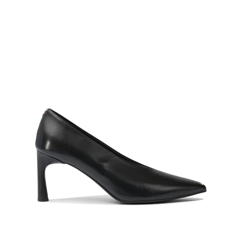 Halmanera Pumps Pointed Toe Heeled Shoes In Polished Calf Leather Black