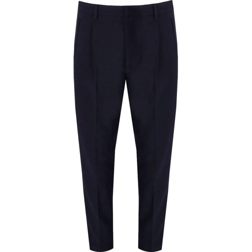 Emporio Armani Casual Broek Navy Blue Viscose Blend Trousers Blue blau