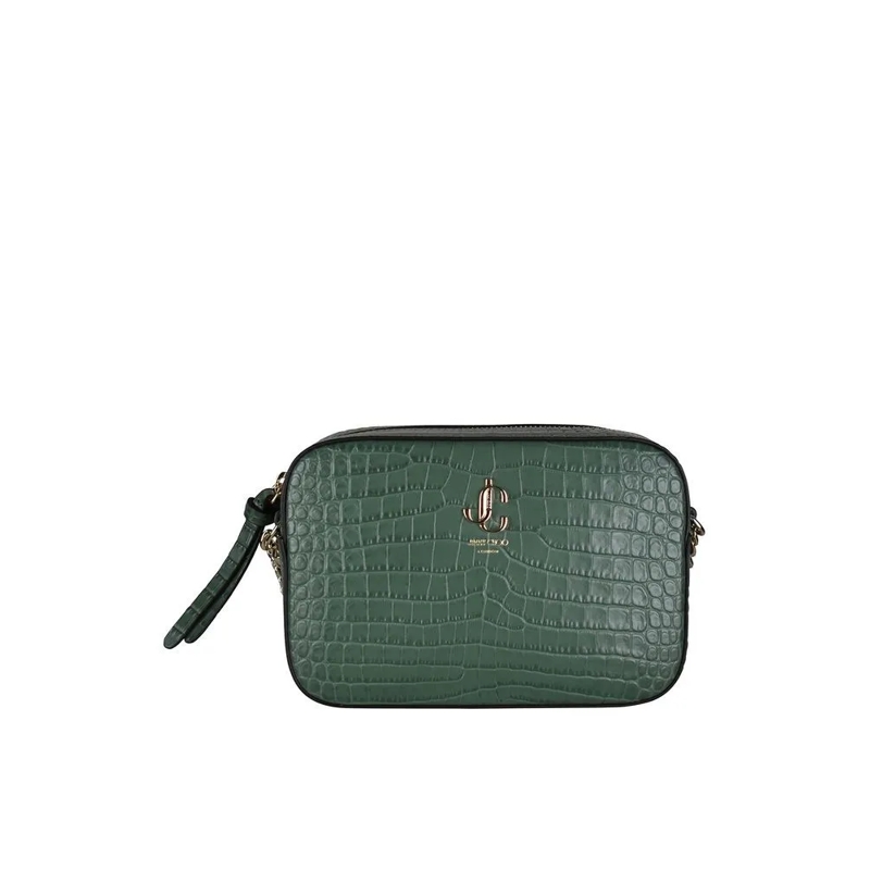 Jimmy Choo Sac à bandoulière Rectangular Green Crocodile Shoulder Bag With Chai Grey