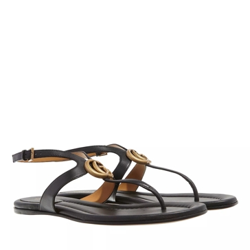 Gucci Double G Thong Sandal Black Leather Sandal