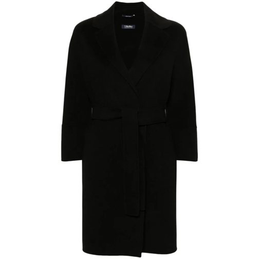 Max Mara Übergangsmäntel Black Virgin Wool Brushed Finish Coat Black