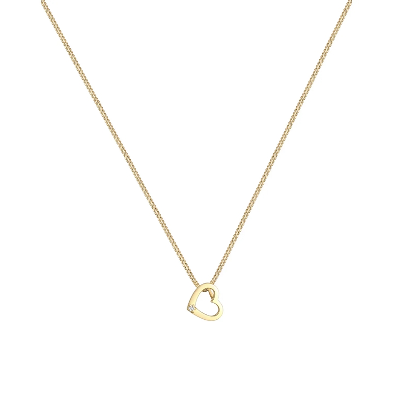 Elli Mittellange Halskette Halskette Herz Liebe Diamant (0.015 ct.) Love 585  gold(Image 2)