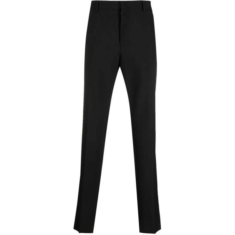 Valentino Garavani Pantalon Slim-Cut Tailored Trousers In Virgin Wool Black
