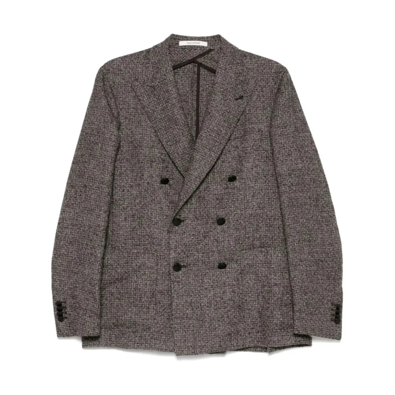 Tagliatore Manteau de transition Double-Breasted Wool Blend Jacket Grey