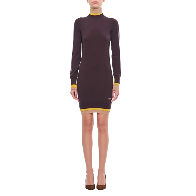 Fendi Minikleid Layering Color Trims Short Dress Purple
