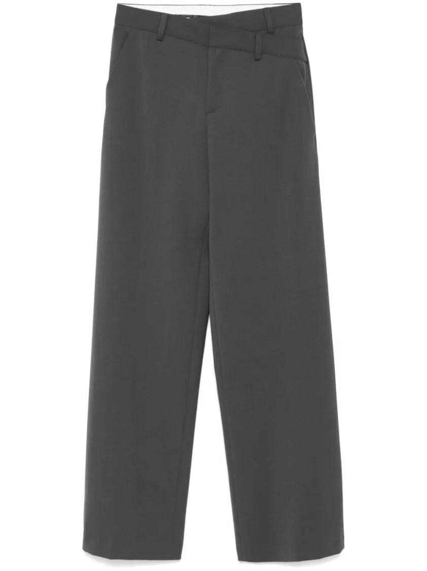 Federica Tosi - Smoke Grey Twill Weave Tailored Trousers With Doub - Größe 42 - grau