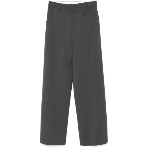 Federica Tosi  Smoke Grey Twill Weave Tailored Trousers With Doub Grey