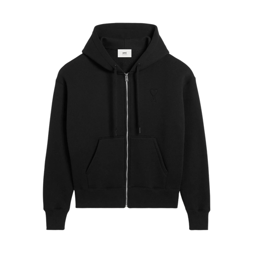 AMI Paris Kapuzenjacke mit Reißverschluss 001 BLACK Hoodie