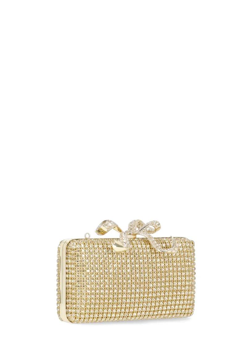 Self-portrait Clutches Gold Crystal Box Clutch Bag in goud
