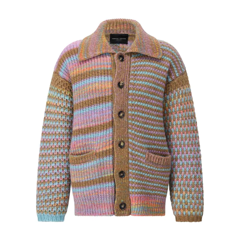 Roberto Collina Cardigan Strickjacke aus Alpaka-Woll-Mix Multicolor