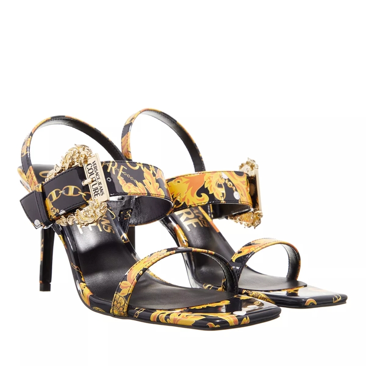 Versace Jeans Couture Fondo Emily Black Gold Strappy Sandal