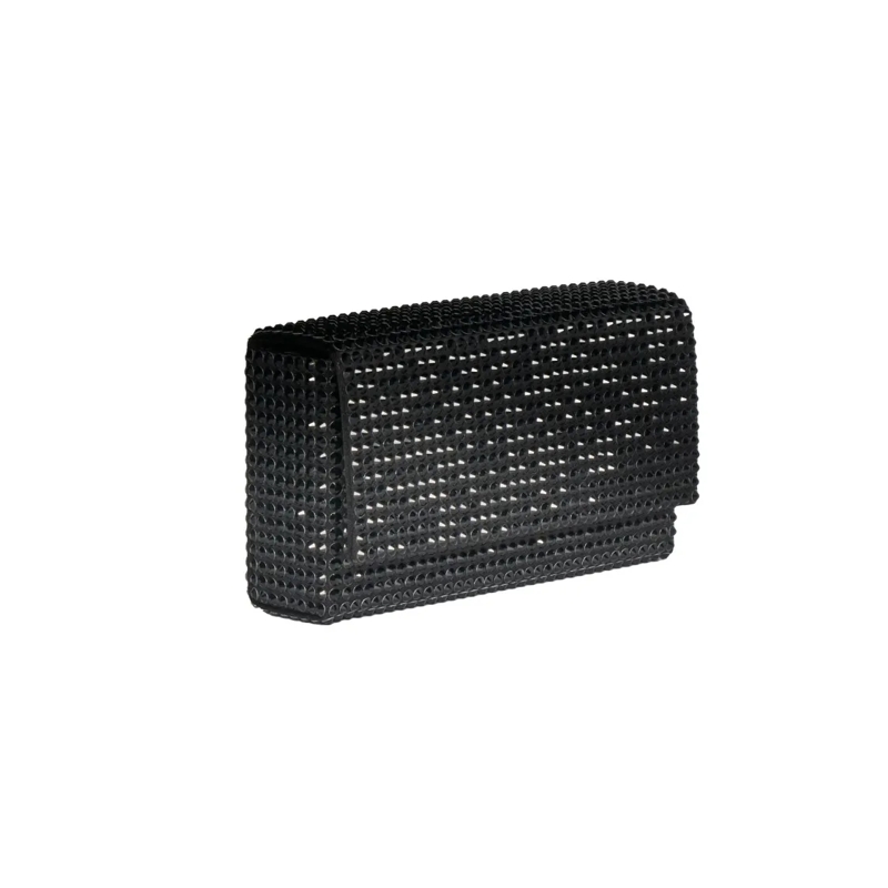Amina Muaddi Clutch Crystal-Embellished Clutch With Detachable Metal C Black