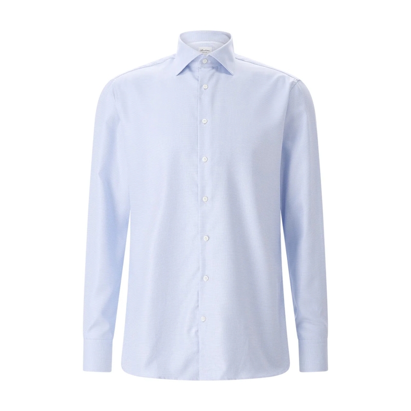 STENSTRÖMS Chemise Regular-Fit Hemd mit Hahnentrittmuster blau