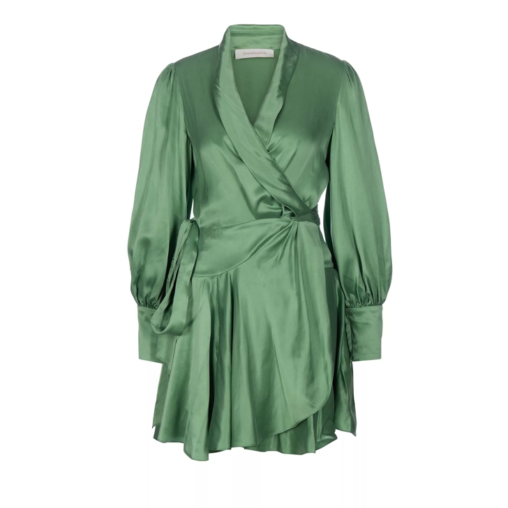 Zimmermann Silk Wrap Mini Dress Matcha MATC Matcha Seidenkleider