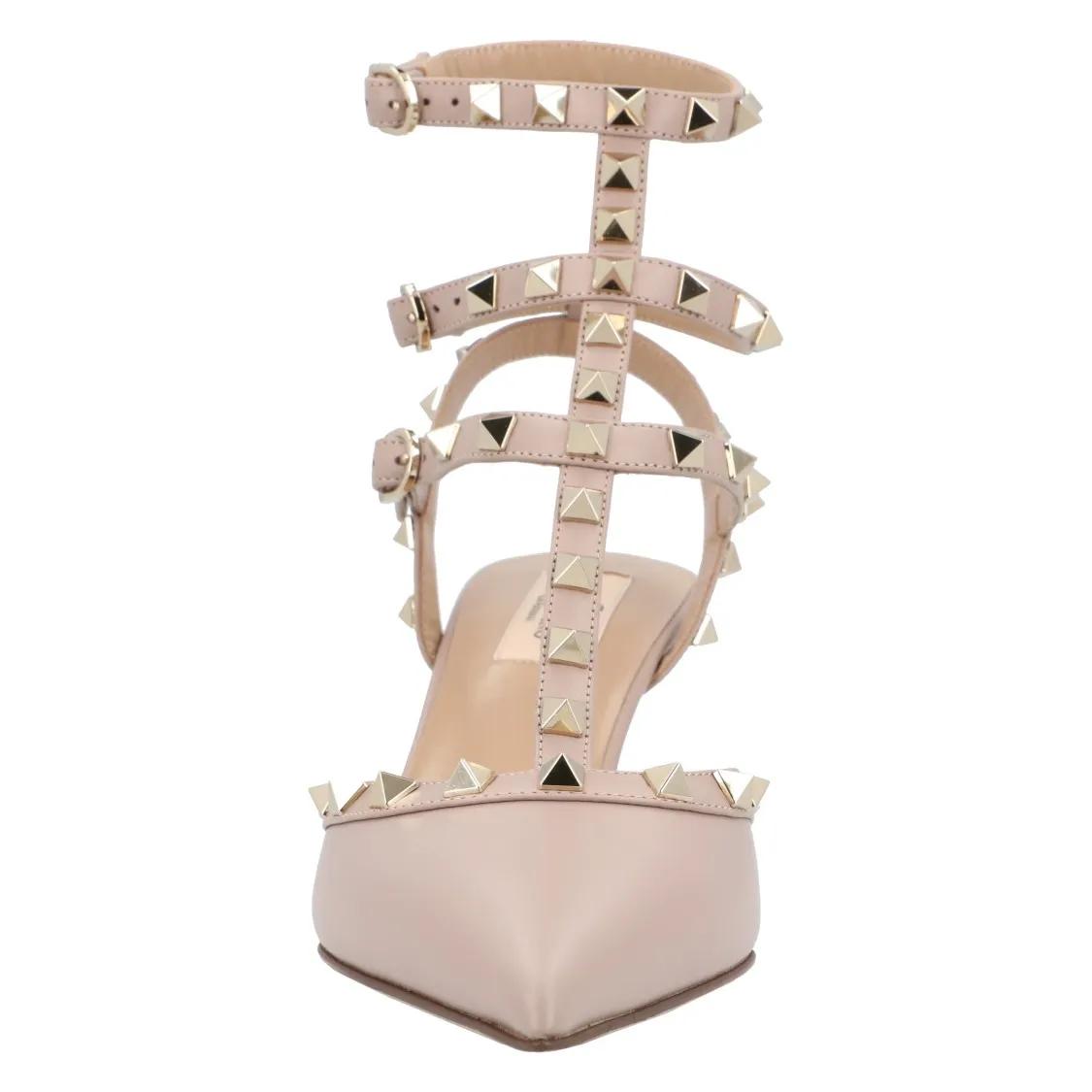 Thumbnail - Valentino Garavani Hohe Schuhe - Rockstud Leather Pumps - Gr. 37 (EU) - in Beige - für Damen